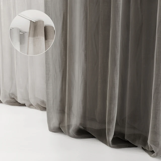 Curtains with folds on the floor of fine linen on the ceiling cornice — Descargar