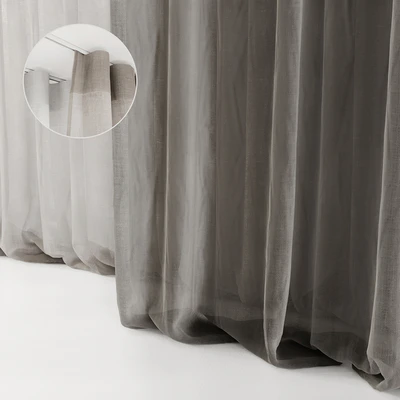 Curtains with folds on the floor of fine linen on the ceiling cornice — Ver 4