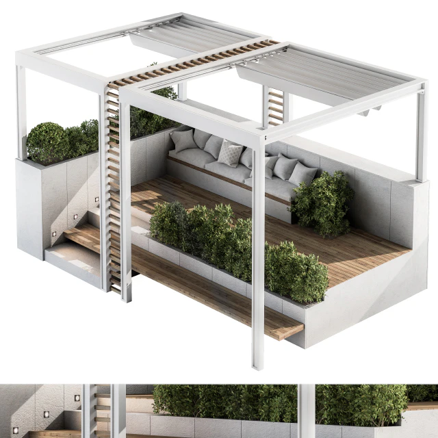 Roof Garden and Landscape Furniture with Pergola 07 — Скачать