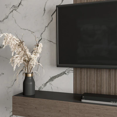 TV Wall Marble Wall and Wood - Set 41 — Ver 4