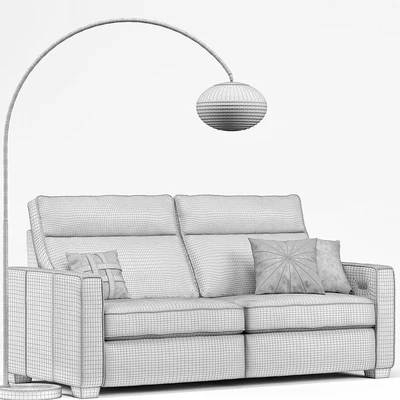 Henry Leather Recliner Sofa, Overarching Ripple Floor Lamp — Вид 3