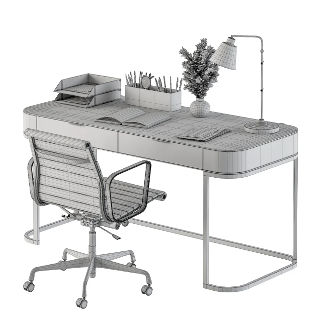 Classic Black and Gold Work Desk - Office Set 181 — Descargar