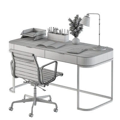 Classic Black and Gold Work Desk - Office Set 181 — Ver 5