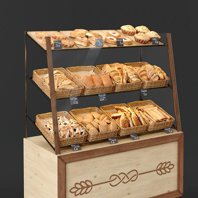 Showcase with pastries for shop and cafe. Bread — Ver 6