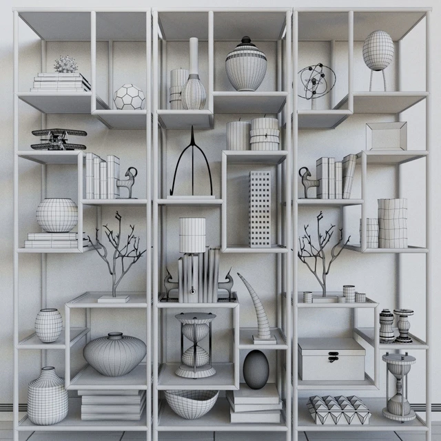 Rack with books, decor and vases — Descargar