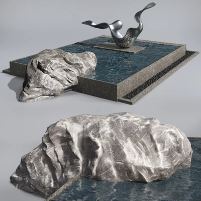 Pond with rock & sculpture — Ver 3
