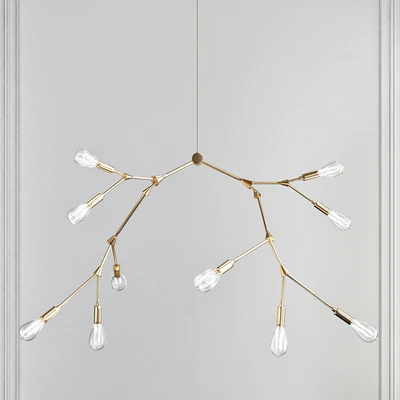 Modernist Branching Brass Chandelier Industrial — Descargar