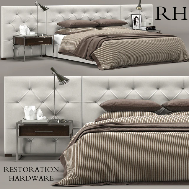 RH Modern custom diamond tufted fabric headbord bed — Descargar
