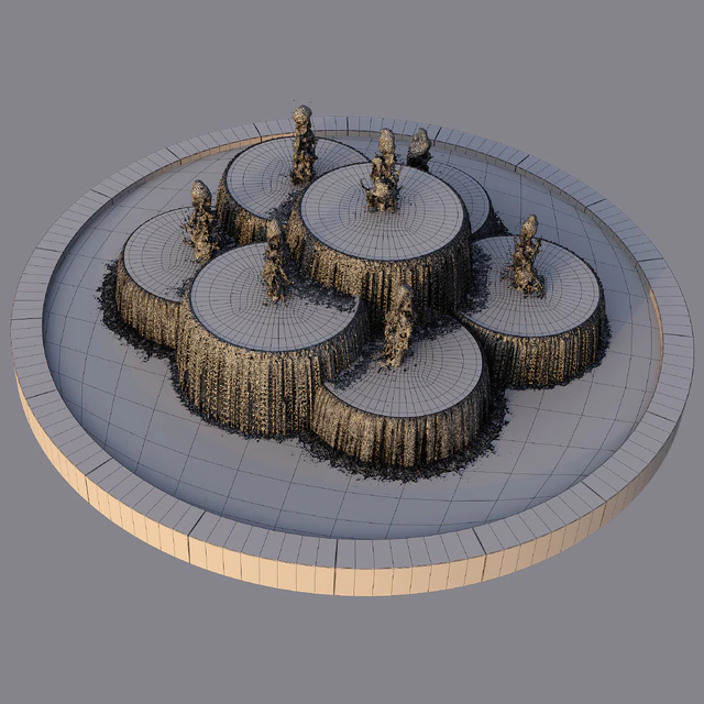 Circular  Pond with Fountains — Скачать