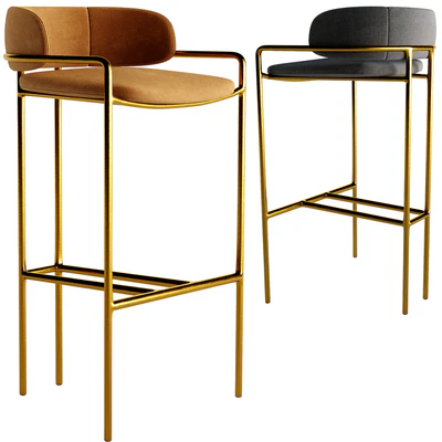 WEST ELM Lenox Velvet Bar Counter Stools — Вид 5