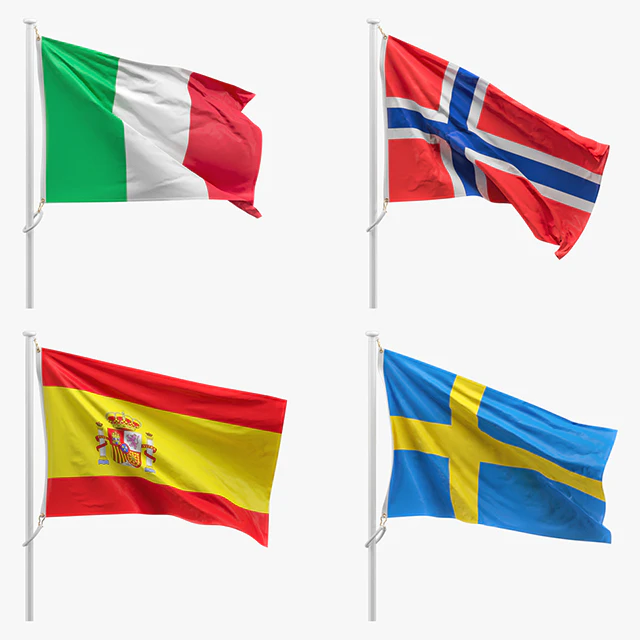 Flags of the countries of the world (8 flagpoles, 32 flags) — Descargar