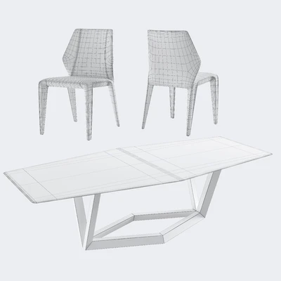 Dining set natuzzi frida chair C014 hex table E015 — Ver 5