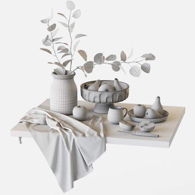Decorative set with fruits and eucalyptus branch — Descargar