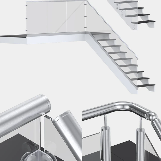 Glass fencing with handrail 4 options — Descargar