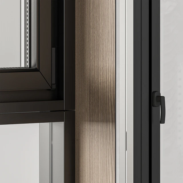Black Modern Window with Wooden Frame - Windows Set 06 — Descargar