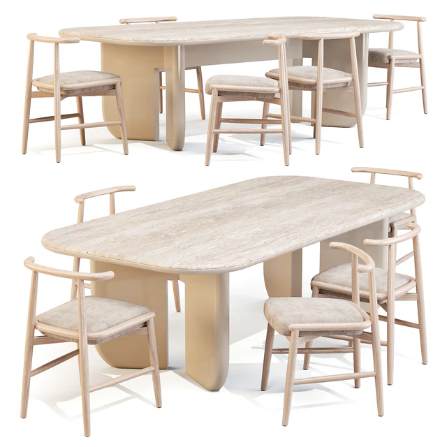 Dining Set: Meridiani (Italo Table and Emilia Chairs) — Скачать