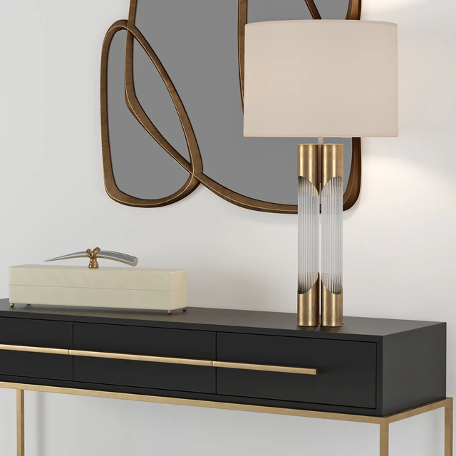 Консоль Midnight Console Table  и лампа Brass and Glass Table Lamp  John Richard — Скачать
