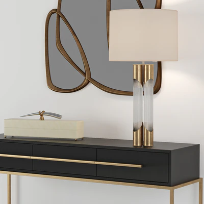 Консоль Midnight Console Table  и лампа Brass and Glass Table Lamp  John Richard — Вид 3