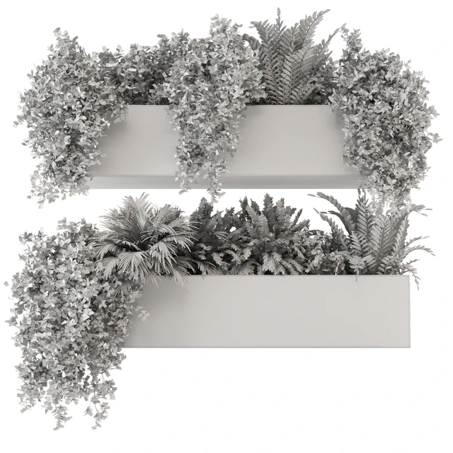 Hanging Plants in rusty Concrete Pot - Set 589 — Скачать
