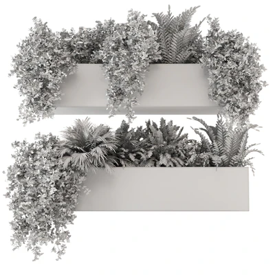 Hanging Plants in rusty Concrete Pot - Set 589 — Вид 6