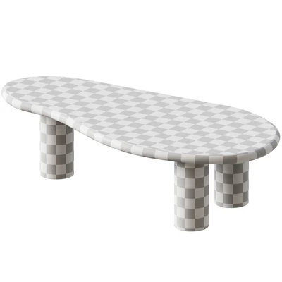 Beige Organic-Shaped Coffee Table — View 5