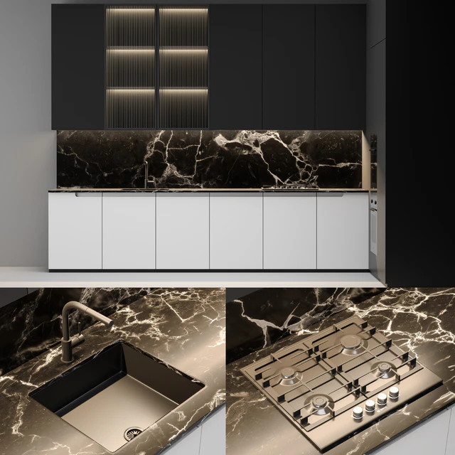 Modern black & white kitchen — Скачать