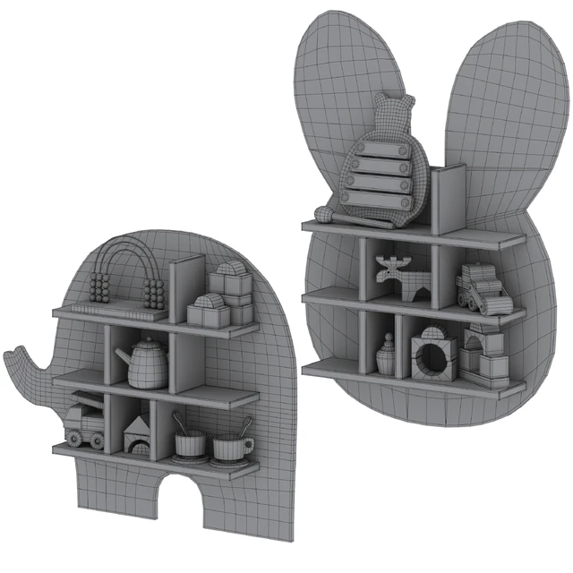 Shelf bunny and elephant with kids decor by jabadabado — Descargar