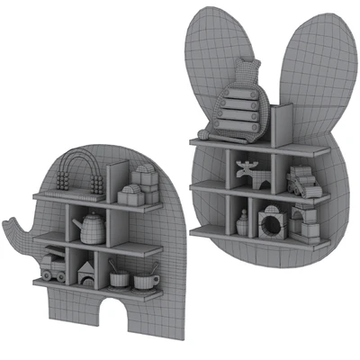 Shelf bunny and elephant with kids decor by jabadabado — Ver 7