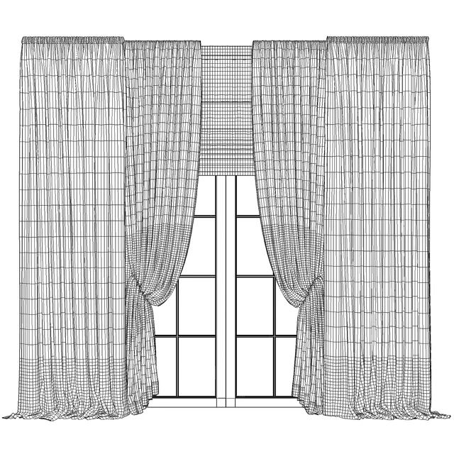 Draped Linen Curtains with Gathered Tulle and Roman Shade — Скачать