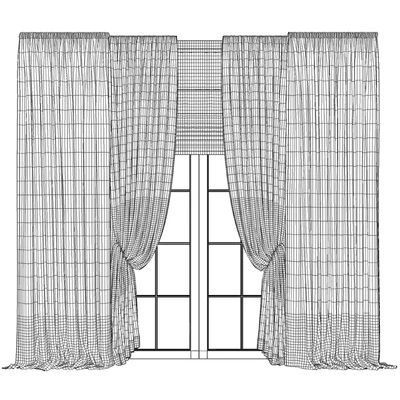 Draped Linen Curtains with Gathered Tulle and Roman Shade — Вид 3