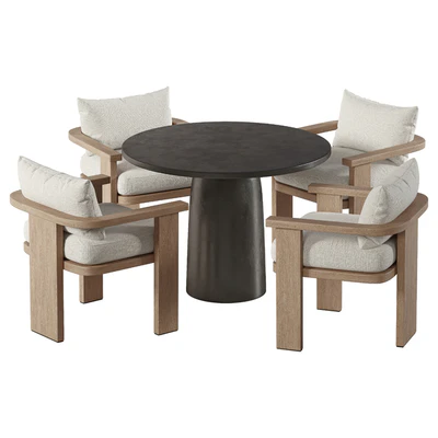 Tahana Outdoor Dining Armchair and Basil Table By Fourhands — Ver 6