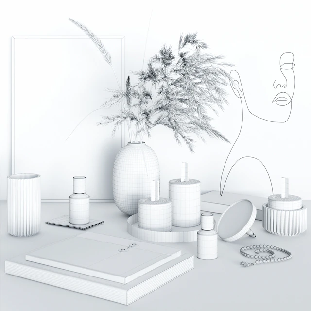 Decorative set with face sculpture — Descargar
