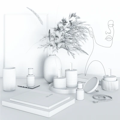 Decorative set with face sculpture — Ver 3