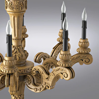 19th C. French Baroque Wood Chandelier Large — Вид 3