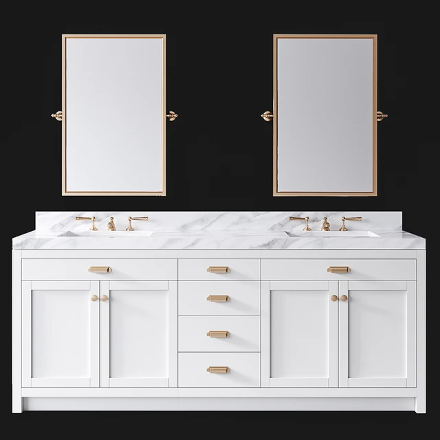 Pottery Barn Davis White Almond Double Sink Vanity — Descargar