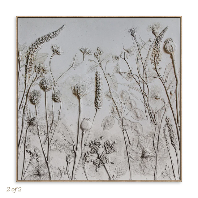 Textural Plaster Wildflowers Boho Wall Art C-508 — Descargar