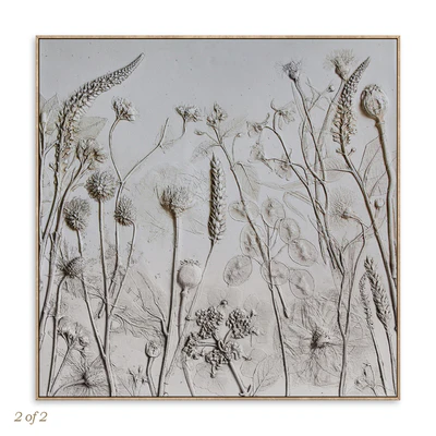 Textural Plaster Wildflowers Boho Wall Art C-508 — Ver 5