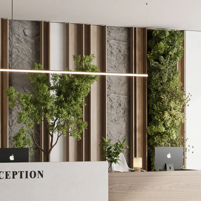 Reception Desk and Wall decor - office furniture 22 vray — Ver 6