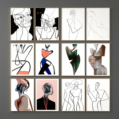 Abstract posters with female silhouettes — Ver 2