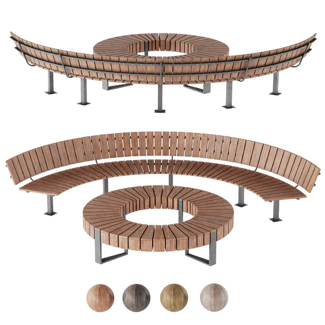 Bench Park Circle wooden — Скачать