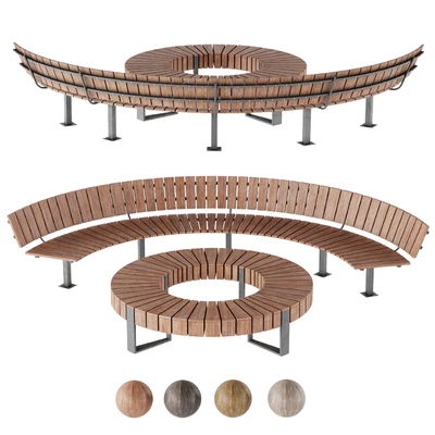 Bench Park Circle wooden — Вид 4