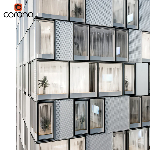 Modern residential building 08 | night + interiors — Descargar