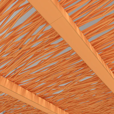 Ceiling wood thin branch beam n1 / Wooden ceiling made of thin branches on beams — Ver 4