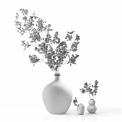 Dried flower branch in a large brown jar — Ver 5