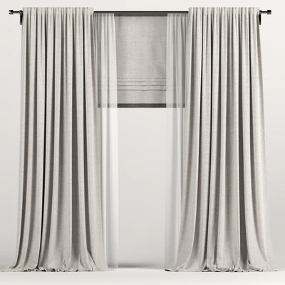 Light brown curtains with Roman and tulle. — Ver 1