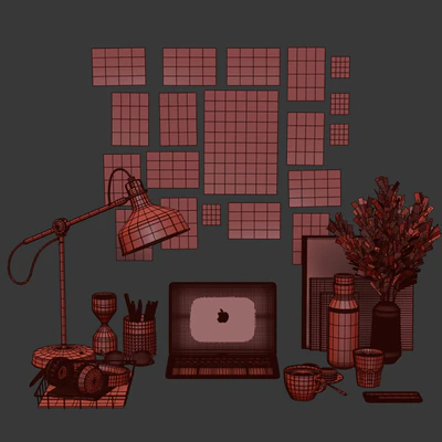 Decorative Set "Workspace for Girls" — Ver 5