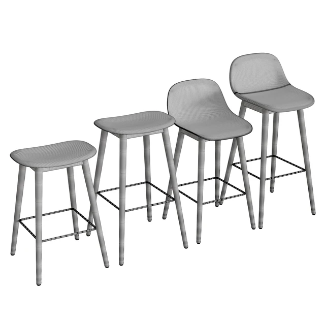 Fiber Bar Stool Wood Base — Descargar