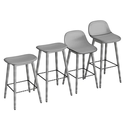 Fiber Bar Stool Wood Base — Ver 2