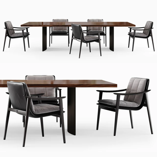 Minotti LINHA table and FYNN SADDLE HIDE Chair — Скачать