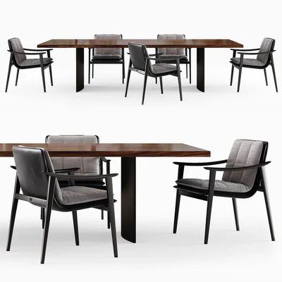 Minotti LINHA table and FYNN SADDLE HIDE Chair — Вид 7
